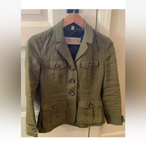 Burberry Brit Symdale Linen Olive Green Jacket US 4 (Worn Once)